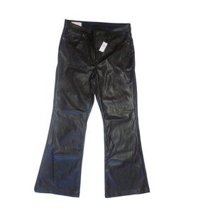 Gap‎ 70s Flare High Rise Black Faux Leather Pants Size 32/14S NEW Pleather